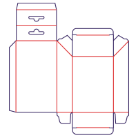 Krabice s šikmým víkem s poutkem - rozkrój