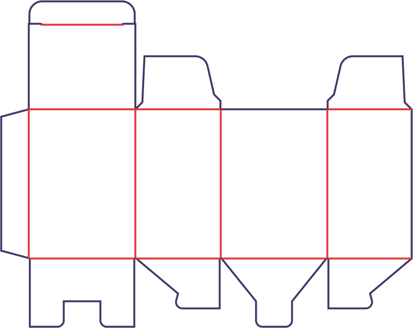 Krabice horní 1 klapka, dno se zámkem - rozkrój