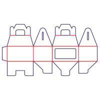 Pudełko domek z uchwytem i okienkiem - rozkrój